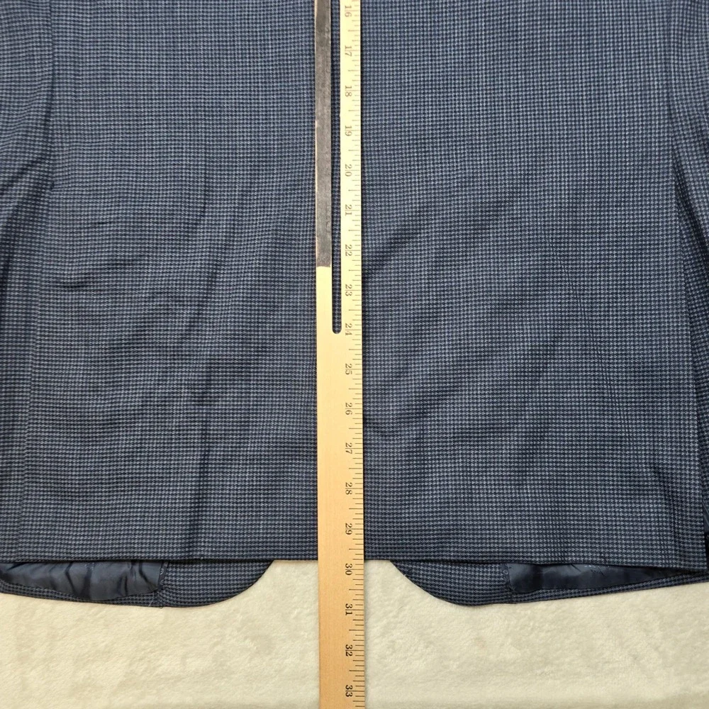 JoS A Bank‎ Reserve Sport Coat Mens 44R Blue Houndstooth Silk Wool Blazer
